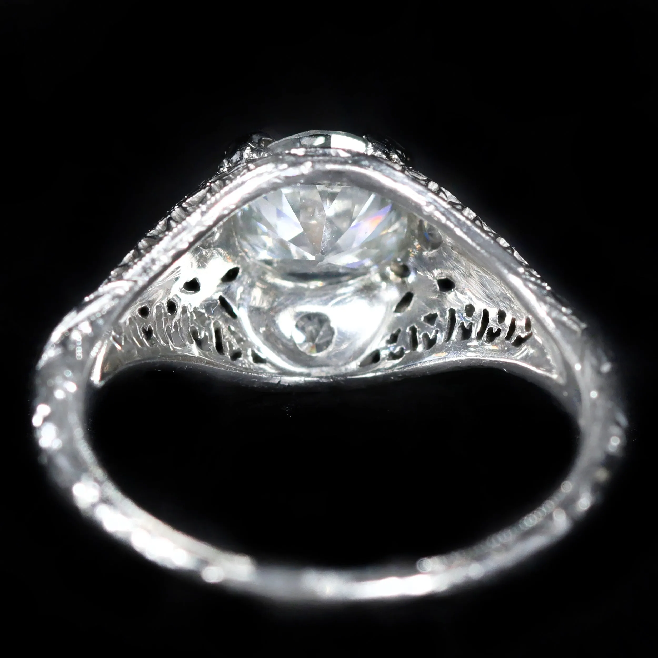 Art Deco Platinum 1.10 Carat Old European Cut Diamond Engagement Ring