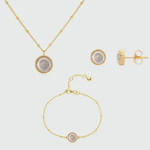 Barcelona October Birthstone Rose Quartz & Gold Vermeil Jewellery Set