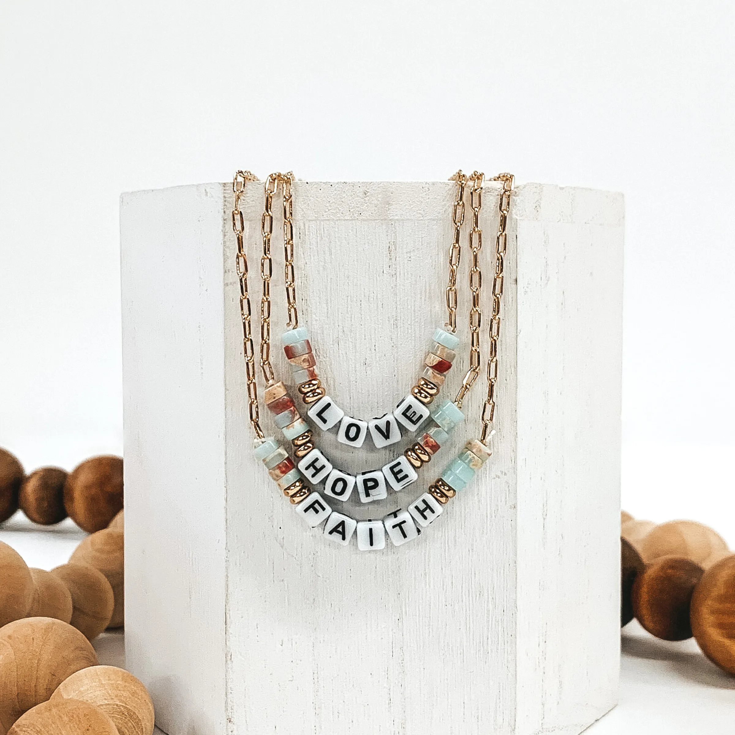 Beaded Hope Necklace in Gold