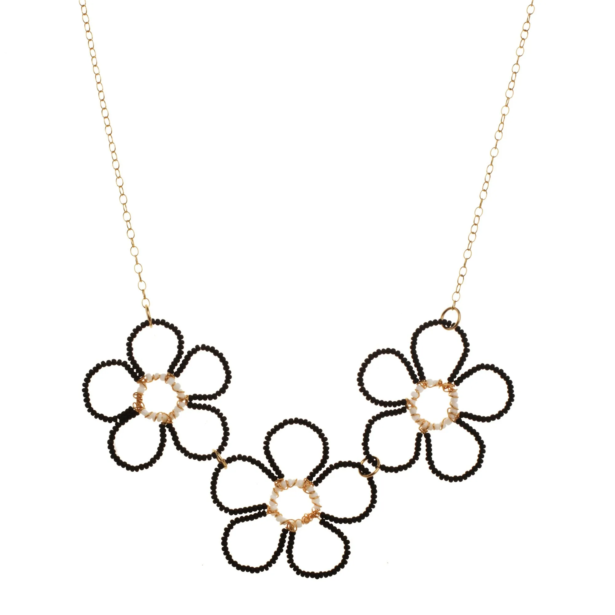 Beaded Triple Flower Necklace