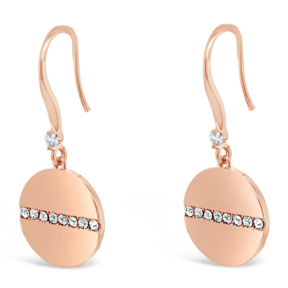 Bella Diamante Rose Gold Hook Earrings