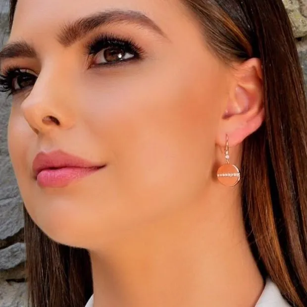 Bella Diamante Rose Gold Hook Earrings