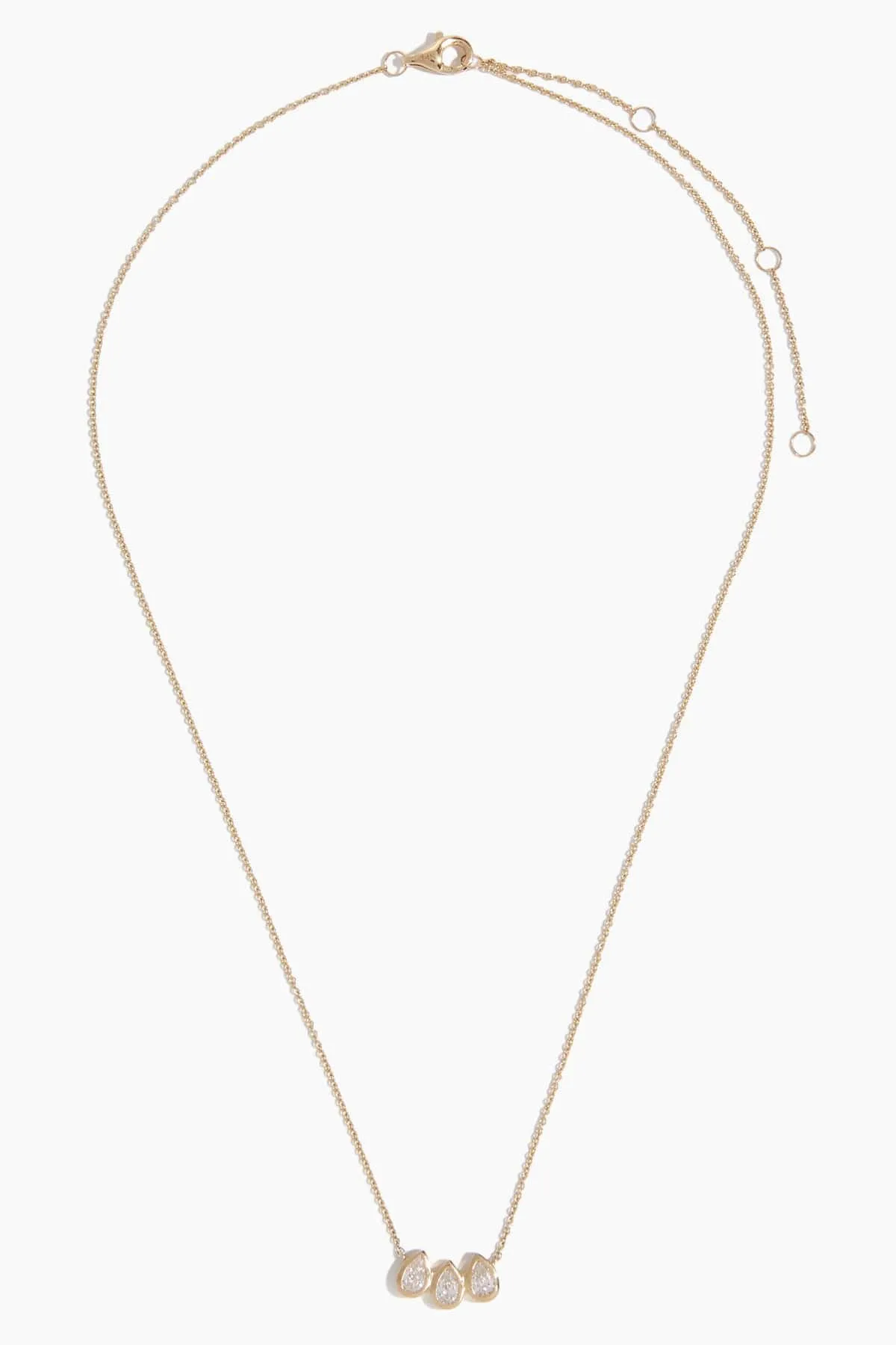 Bezel Teardrop Necklace in 14k Yellow Gold