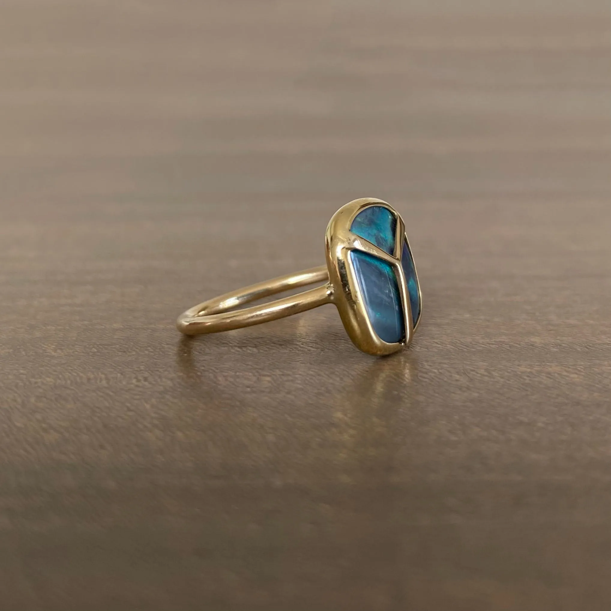 Black Opal Lucky Scarab Ring