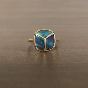 Black Opal Lucky Scarab Ring