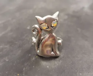 Cat Opal Ring - Natural Opal Ring - Silver Cat Ring