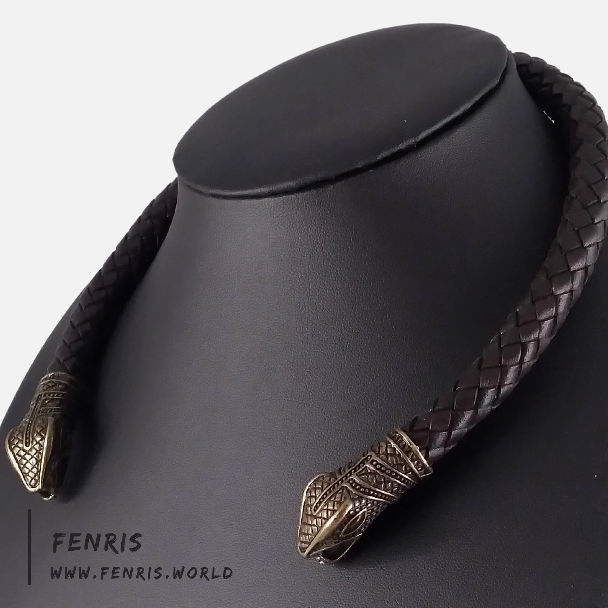 Celtic Torc Bronze Snake Brown Leather | Fenris