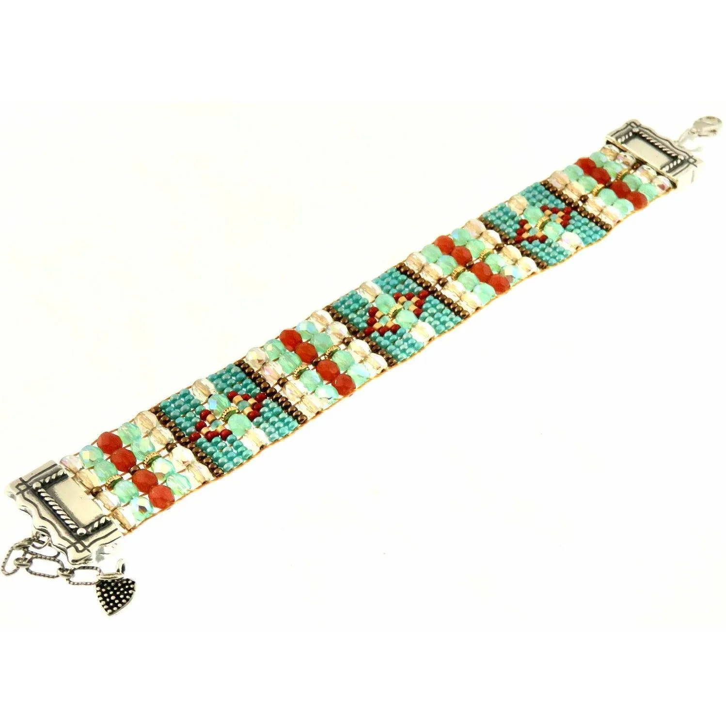 Chili Rose " Turquoise Pillows " Silver TIp Bracelet