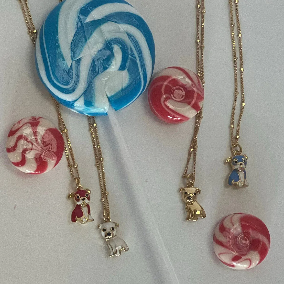 Cloud Haven Bulldog Sweetie Pendant Necklace in Confection Blue