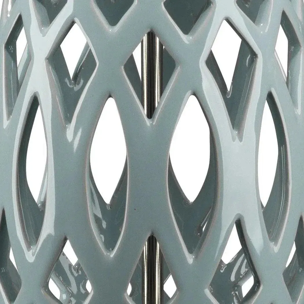 Coastal Style Filigree Light Blue Ceramic Table Lamp