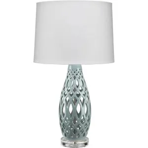 Coastal Style Filigree Light Blue Ceramic Table Lamp