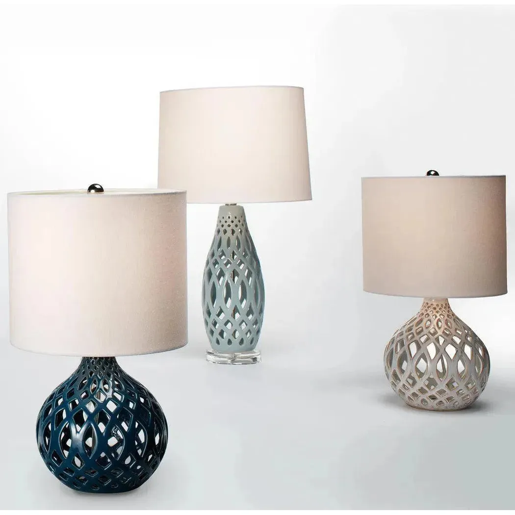 Coastal Style Filigree Light Blue Ceramic Table Lamp