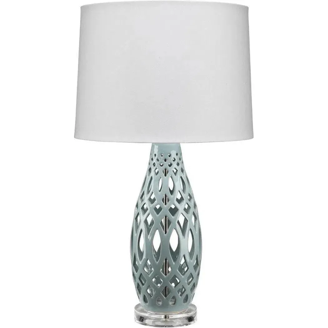 Coastal Style Filigree Light Blue Ceramic Table Lamp