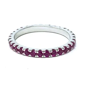 Cubic Zirconia Ruby Eternity Band Sterling Silver