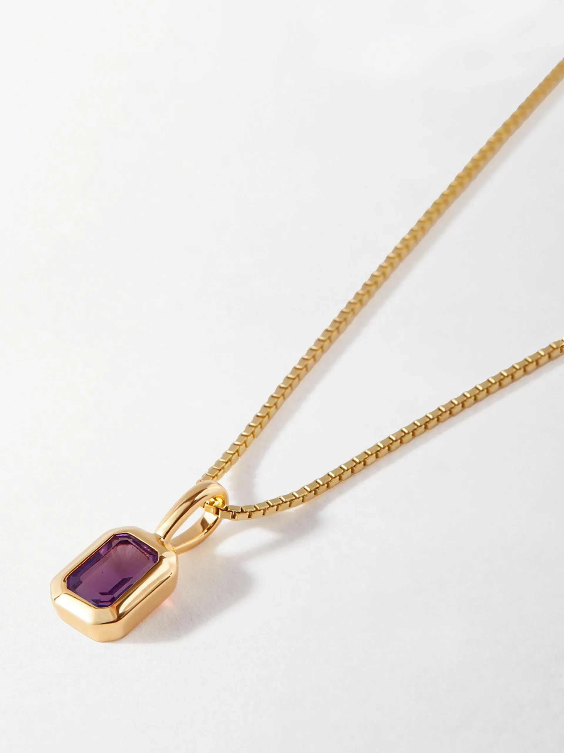 Deco amethyst February birthstone necklace