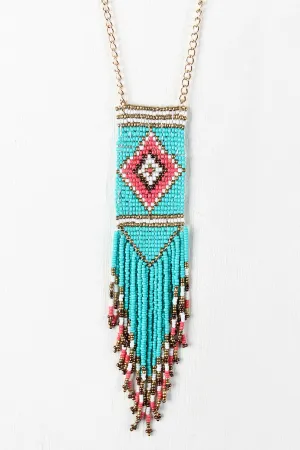 Diamond Beaded Fringe Pendant Necklace