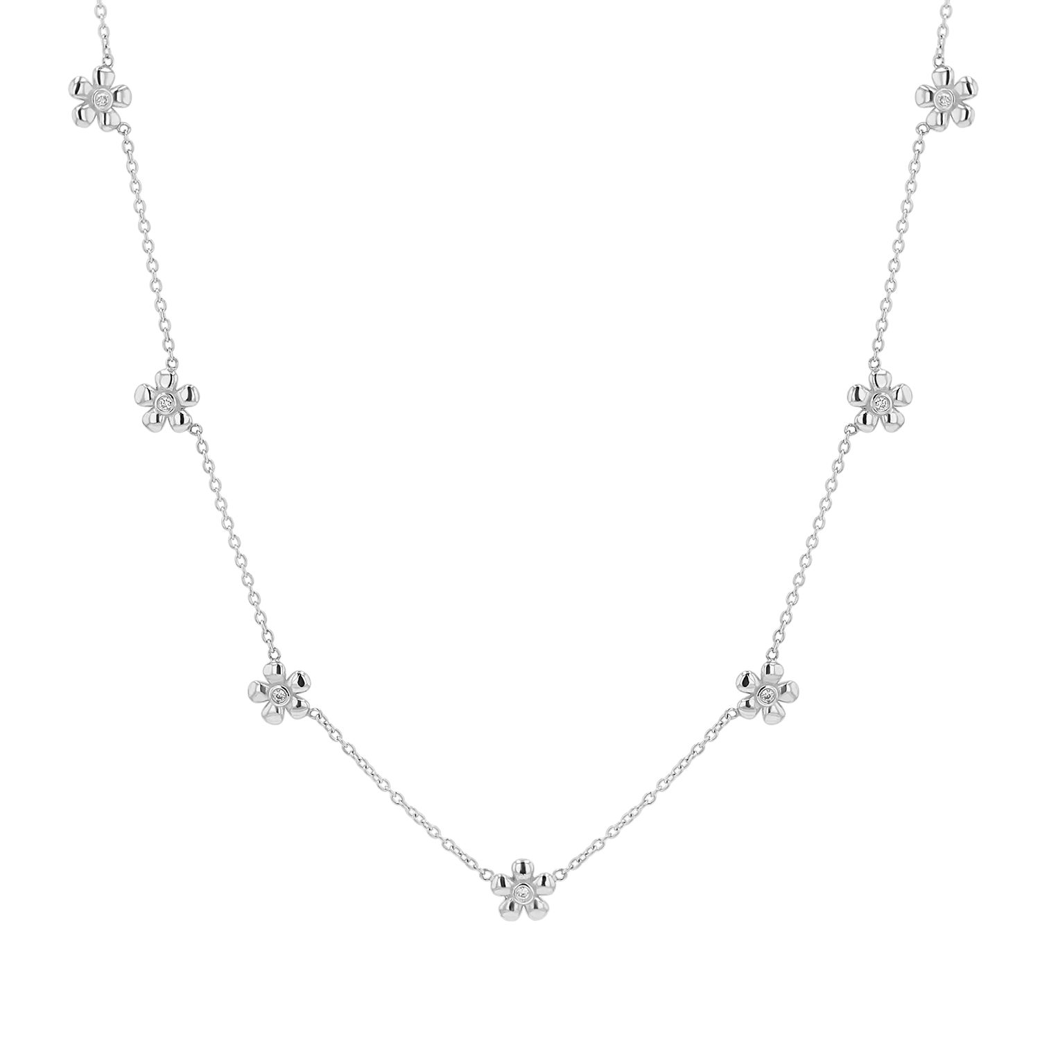 Diamond Flower Chain Necklace