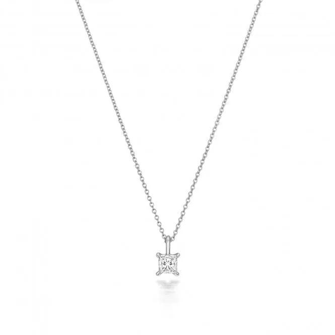 Diamond Jewellery 18ct White Gold Princess Cut Diamond Necklace NDQ162W