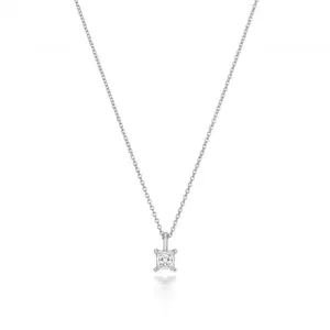 Diamond Jewellery 18ct White Gold Princess Cut Diamond Necklace NDQ162W