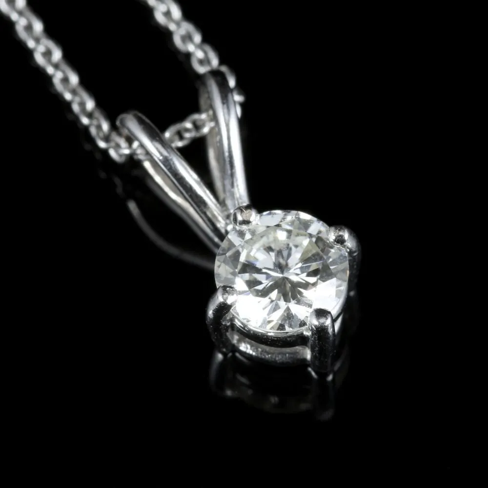 Diamond Pendant Necklace 18Ct White Gold 0.60Ct Diamond