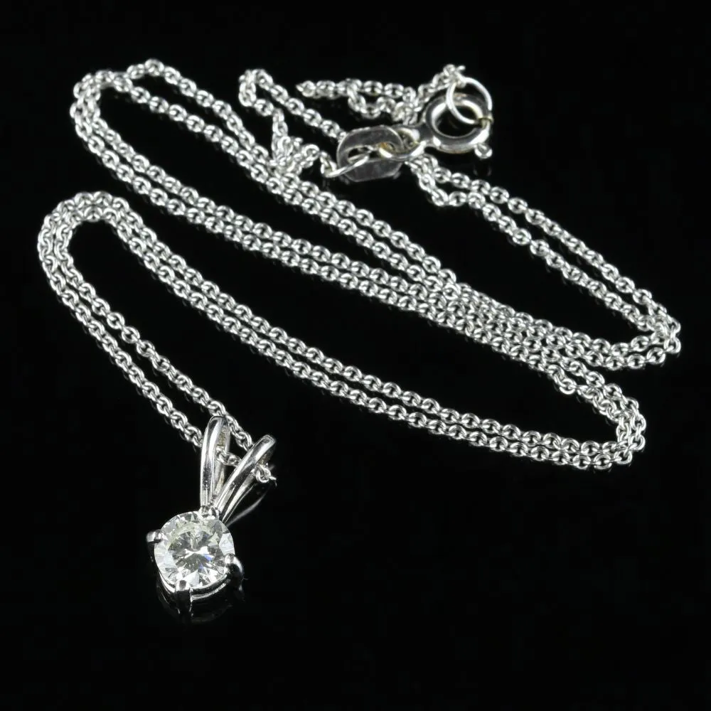 Diamond Pendant Necklace 18Ct White Gold 0.60Ct Diamond