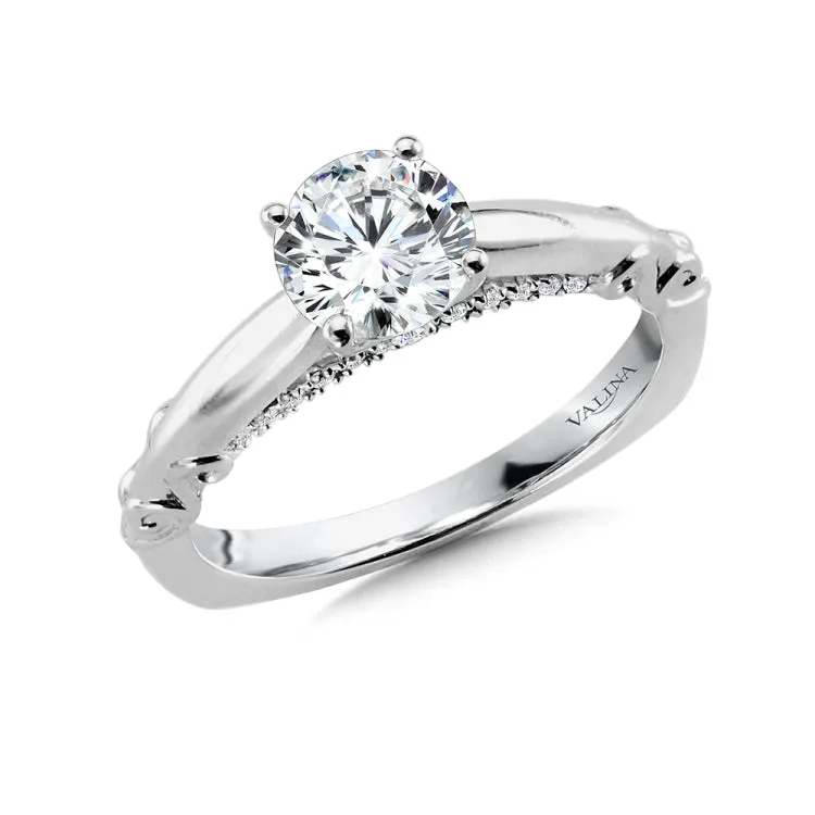 Diamond Solitaire Engagement Ring w/ Diamond Arch & Spiral Ungergallery