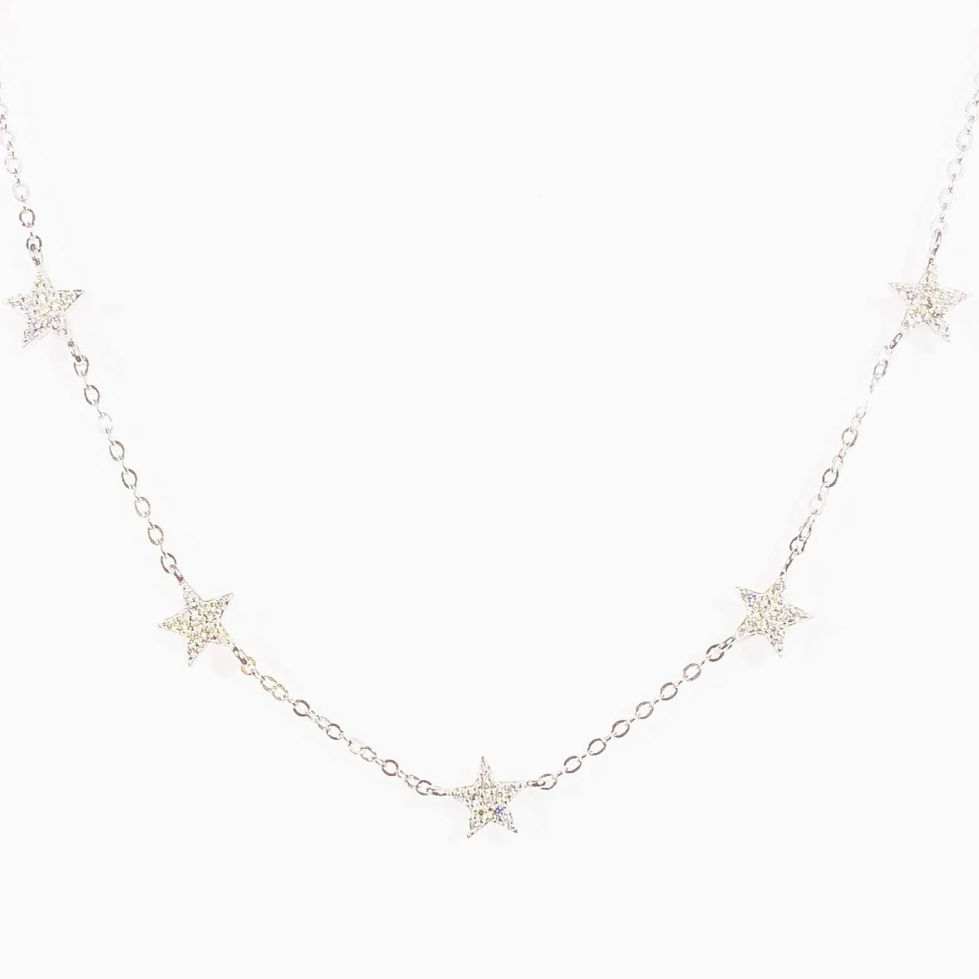 Diamond Stars Choker Necklace (sterling silver or 16K gold)