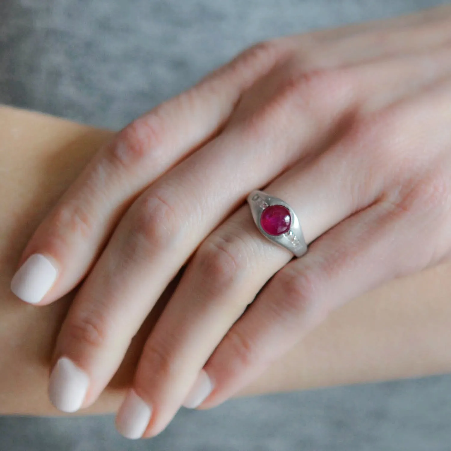 Edwardian Platinum Burmese Ruby   French Cut Diamond Ring 1.50ct center