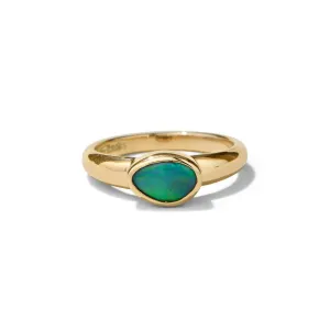 Ellipse Asymmetric Ring, Black Opal, 9kt Yellow Gold