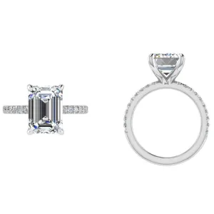 Emerald Cut Diamond Engagement Ring with 0.26 CT Side Stones