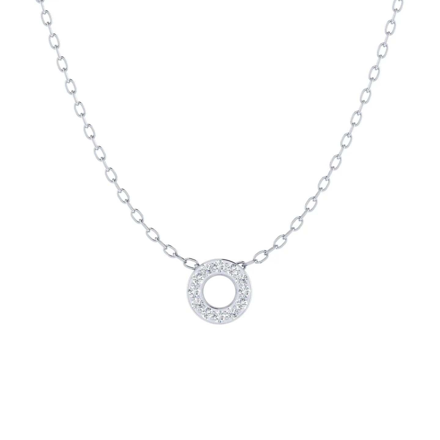 Eternity Circle 1/20 Cttw Natural Diamond Pendant Necklace set in 925 Sterling Silver