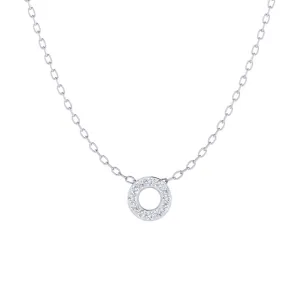 Eternity Circle 1/20 Cttw Natural Diamond Pendant Necklace set in 925 Sterling Silver