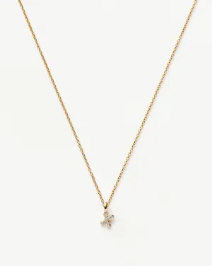 Fine Diamond Initial Mini Pendant Necklace - X | 14k Solid Yellow Gold Plated/Diamond