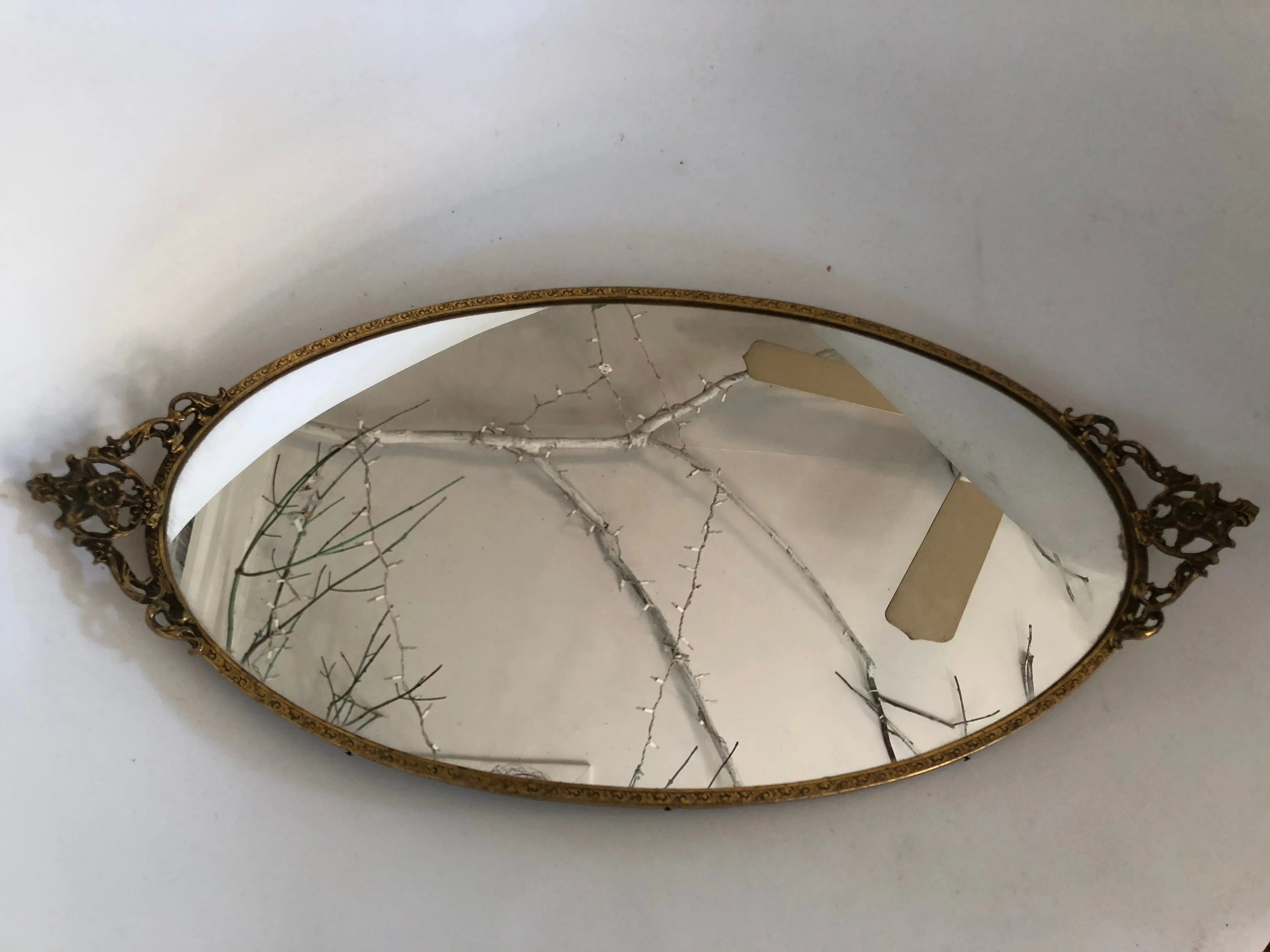 Floral Antique Mirror Tray