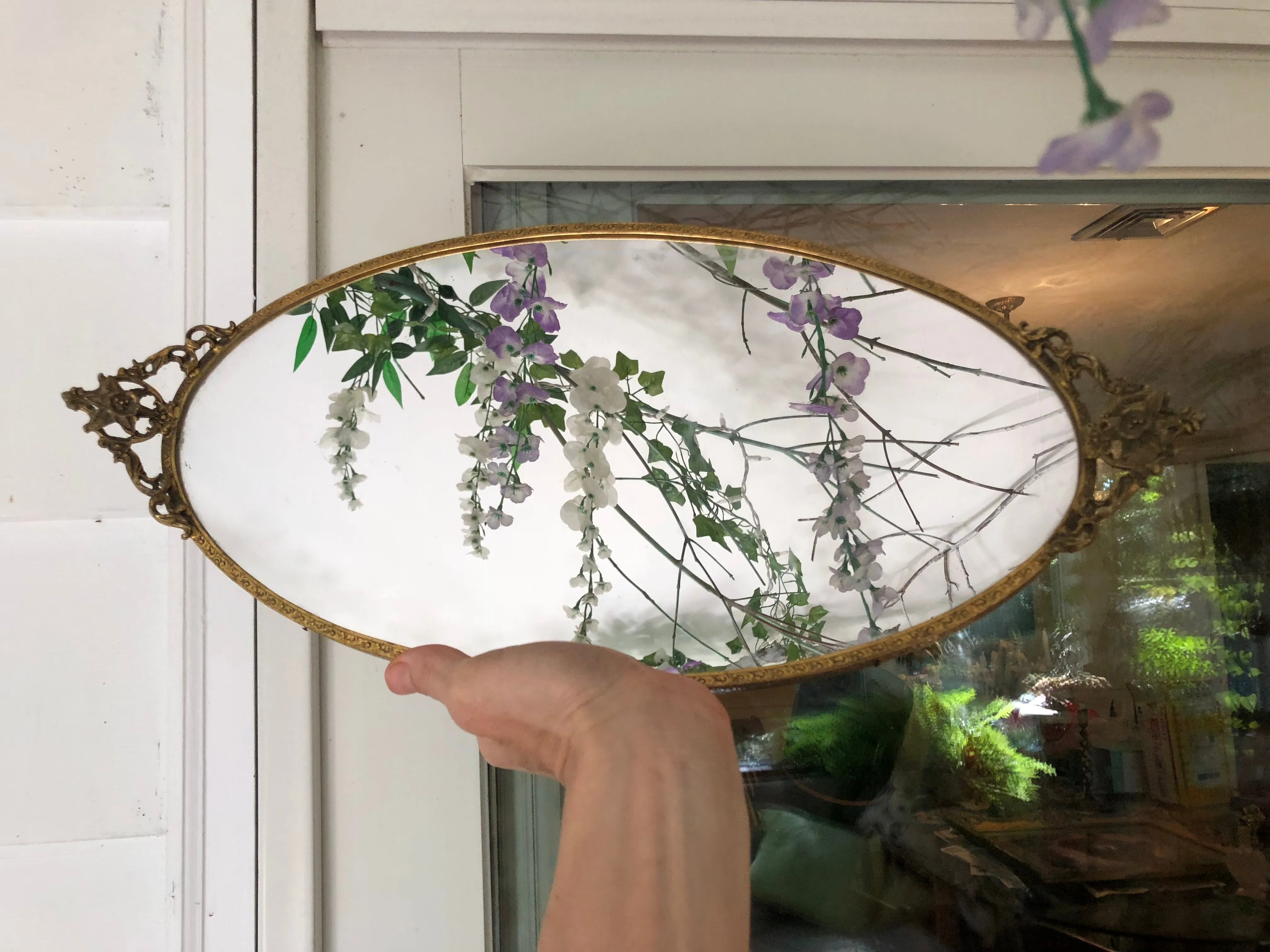 Floral Antique Mirror Tray