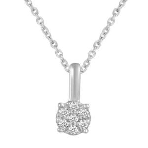 Floral Cluster 1/20 Cttw Natural Diamond Pendant Necklace set in 925 Sterling Silver