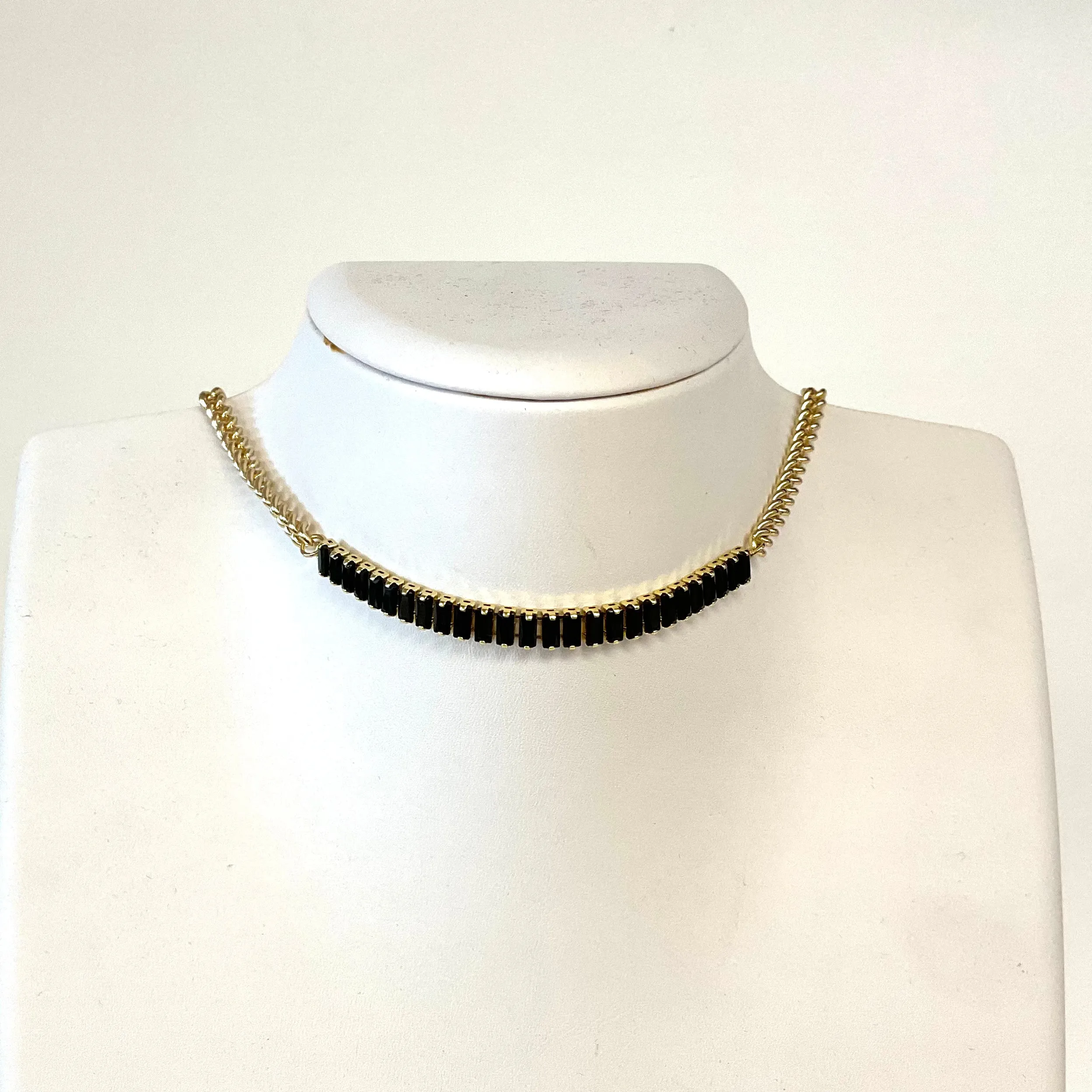 Garcelle CZ And Curb Chain Choker/Necklace