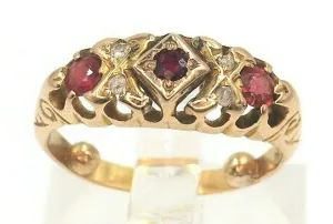 Garnet, Diamond & Ruby 18ct Yellow Gold Ring