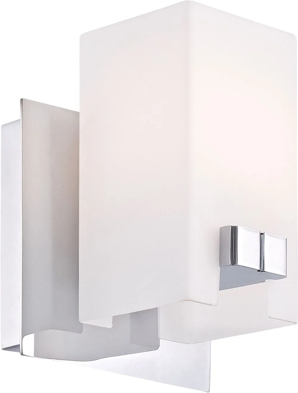 Gemelo 1 Light Vanity In Chrome and White Opal Glass