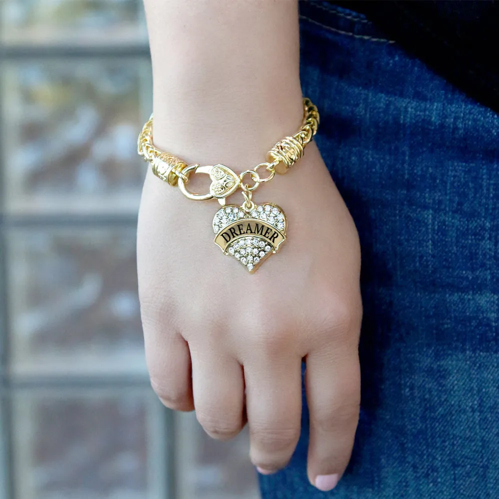 Gold Dreamer Pave Heart Charm Braided Bracelet