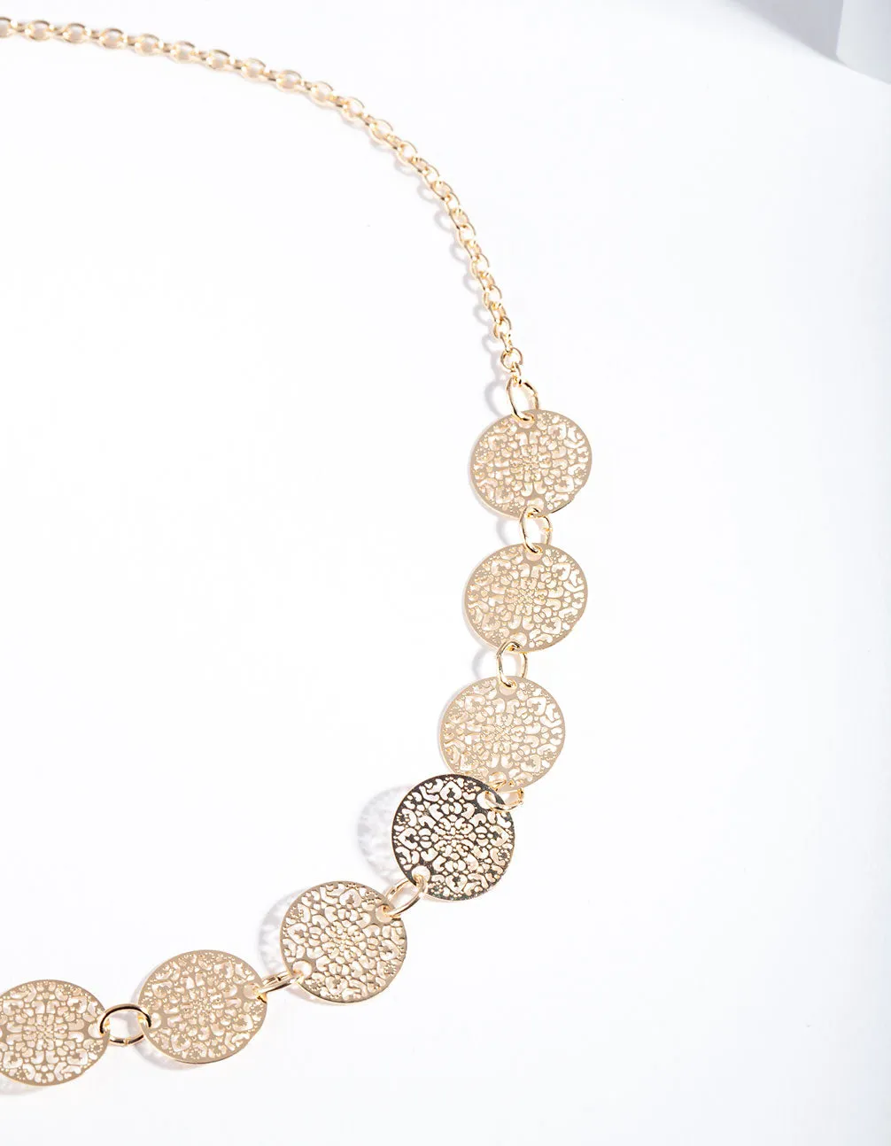 Gold Multi Filigree Disc Choker