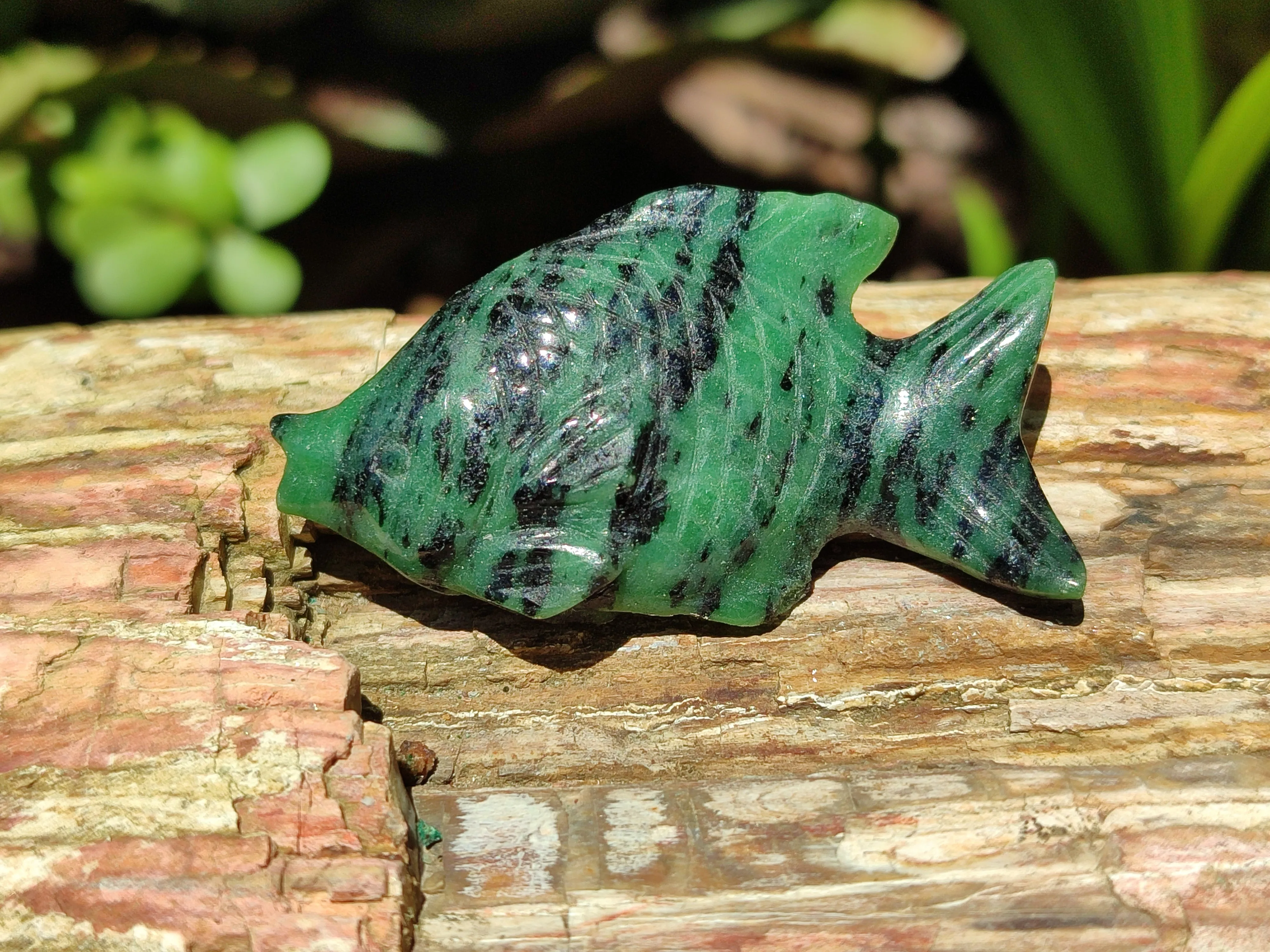 Hand Made Rare Large Fluorescent Ruby Zoisite Angel Fish Carvings - Sold Per Item - From Tanzania