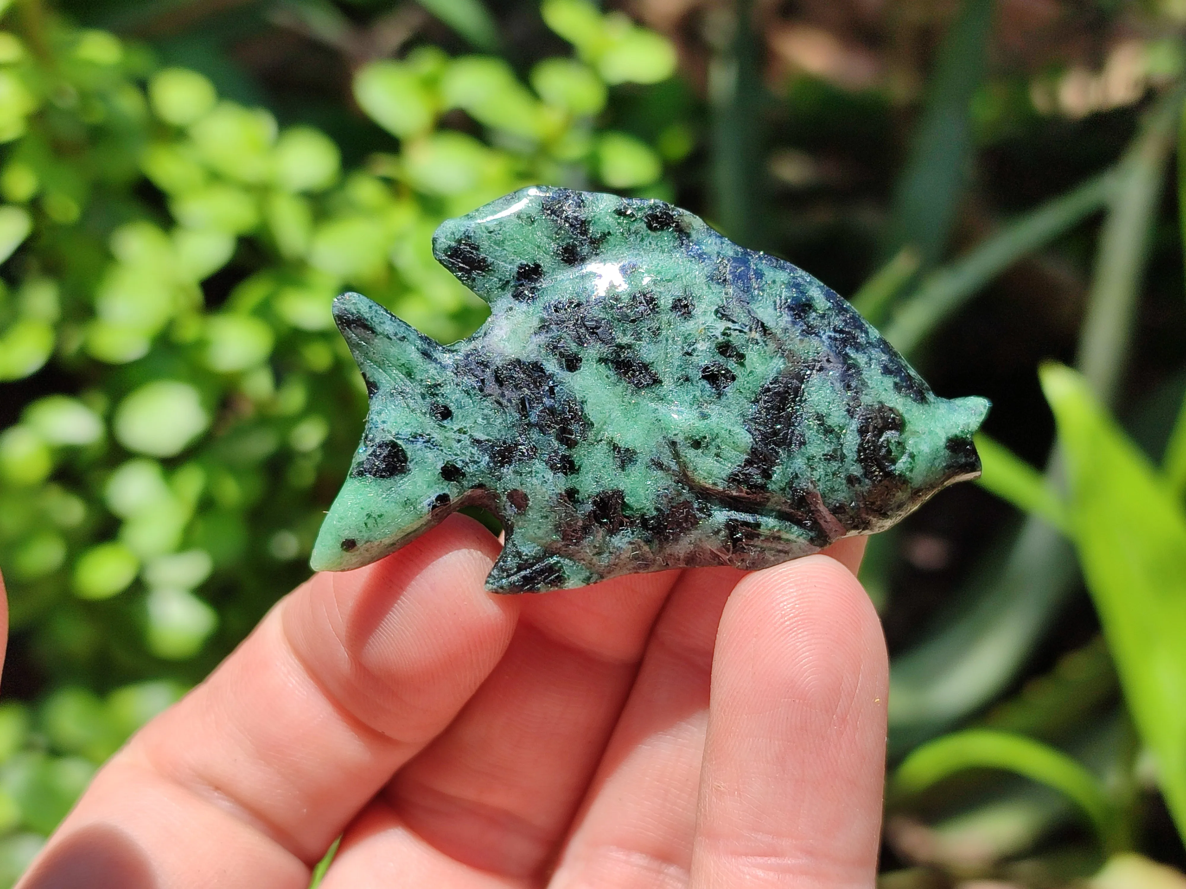 Hand Made Rare Large Fluorescent Ruby Zoisite Angel Fish Carvings - Sold Per Item - From Tanzania