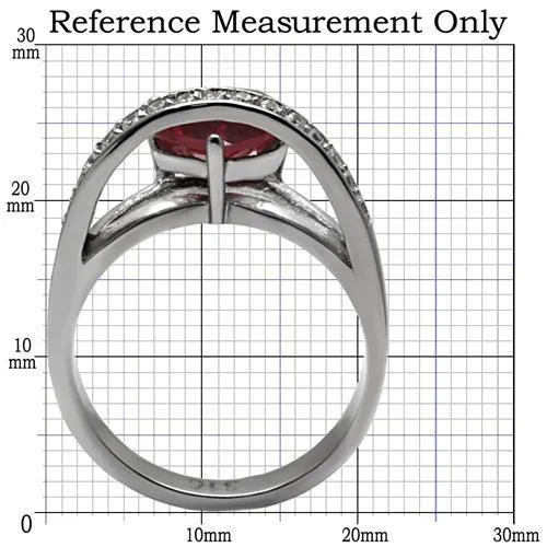 High polished (no plating) Stainless Steel Ring with AAA Grade CZ in Ruby for Women Style TK089