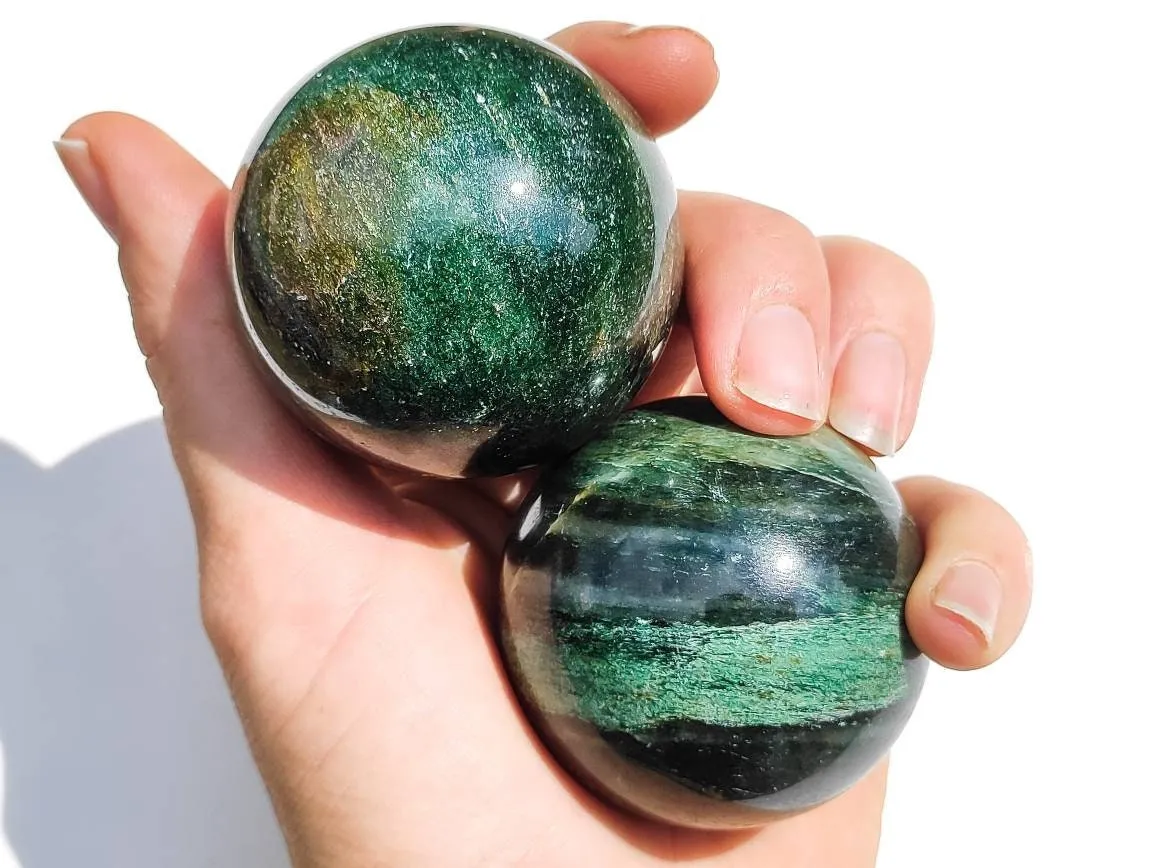 Himalayan Forest Green Jade Crystal Spheres