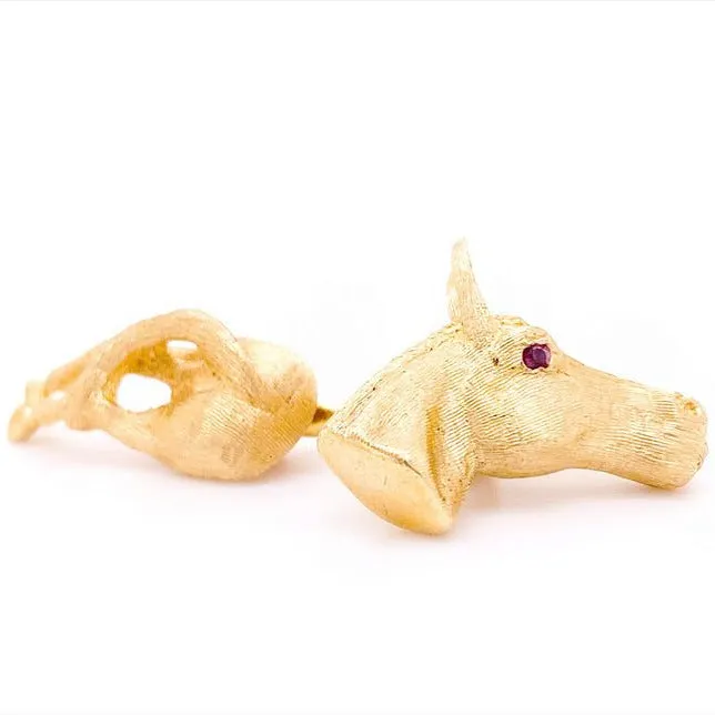 Horse Cufflinks with Ruby Eyes