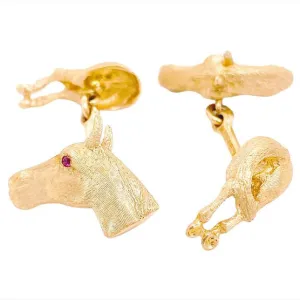 Horse Cufflinks with Ruby Eyes