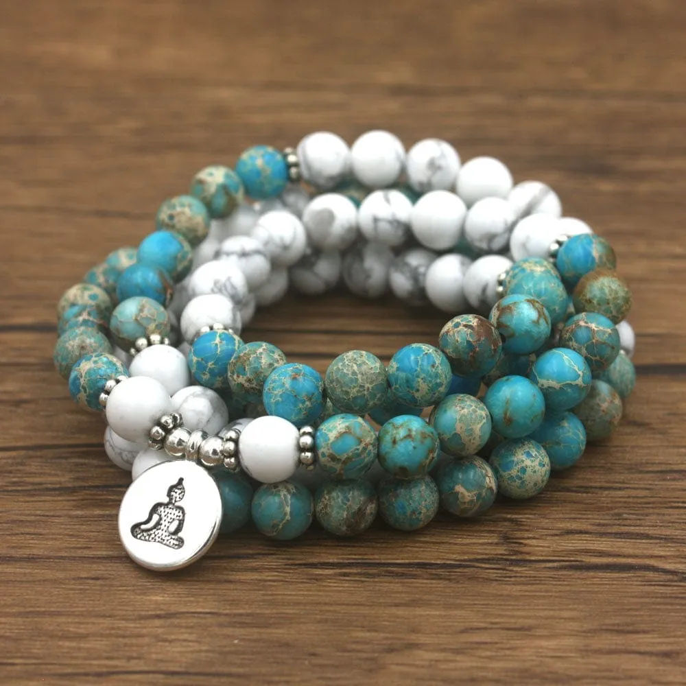 Howlite Buddhist 108 Mala Beads