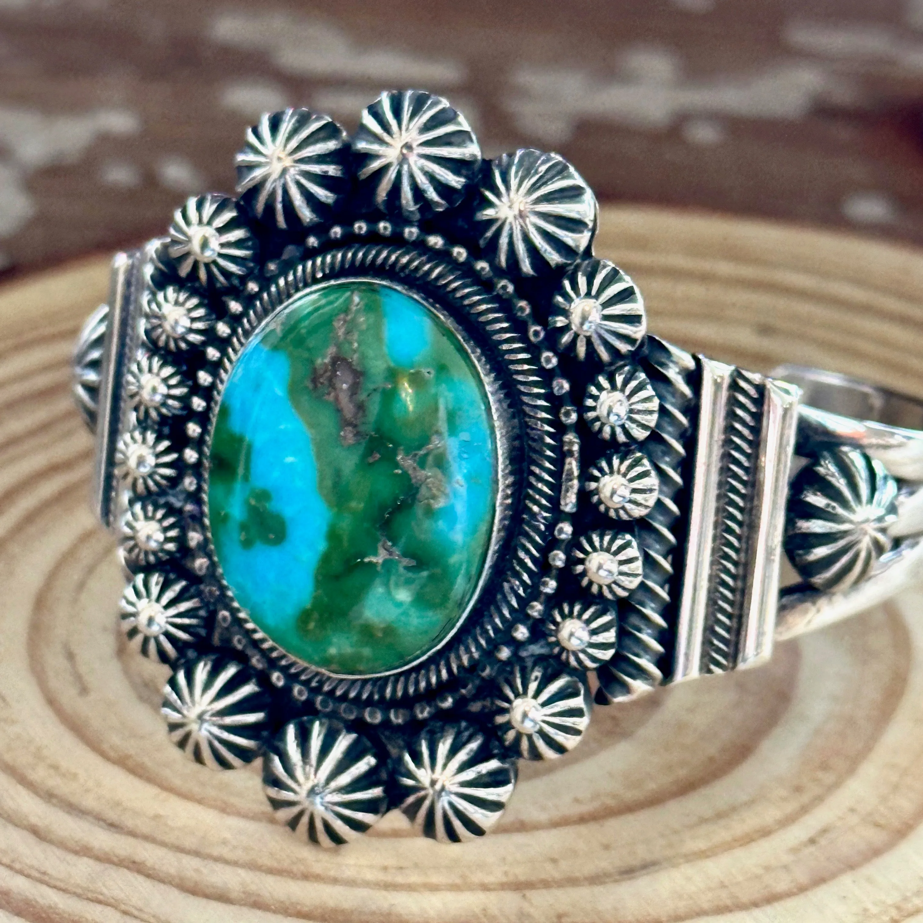 JAMES MASON Navajo Turquoise Sterling Silver Cuff 62g