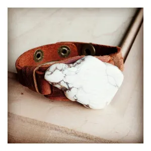 Leather Cuff w/ White Turquoise